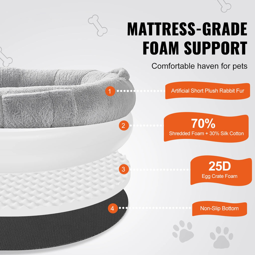 SucceBuy Human Dog Bed Human Dog Bed for Adult Human Size Dog Bed with Washable Faux Rabbit Fur Cover Egg Orthopedic Foam Grey