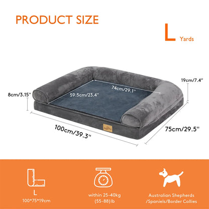 BORWART Calming Dog Bed Orthopedic Memory Foam Sofa Waterproof Cover
