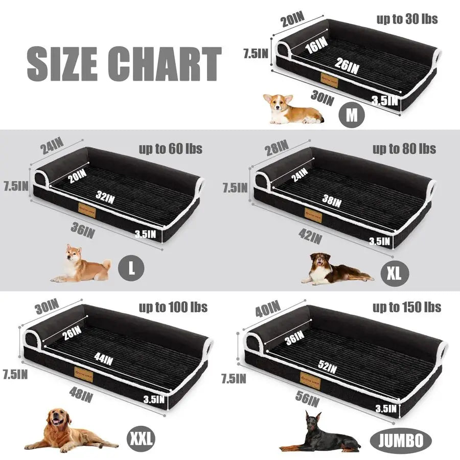 Orthopedic Dog Bed Waterproof NonSlip Bolster Comfort Crate Sleep