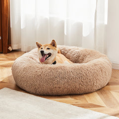 JHK Calming Dog Bed Washable Plush Faux Fur Cozy Comfort
