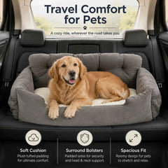 Pet Car Seat, Portable Dog Booster Seat with Safety Leash & Storage Pockets, Waterproof Travel Cat Bed for Small/Medium/Large Dogs