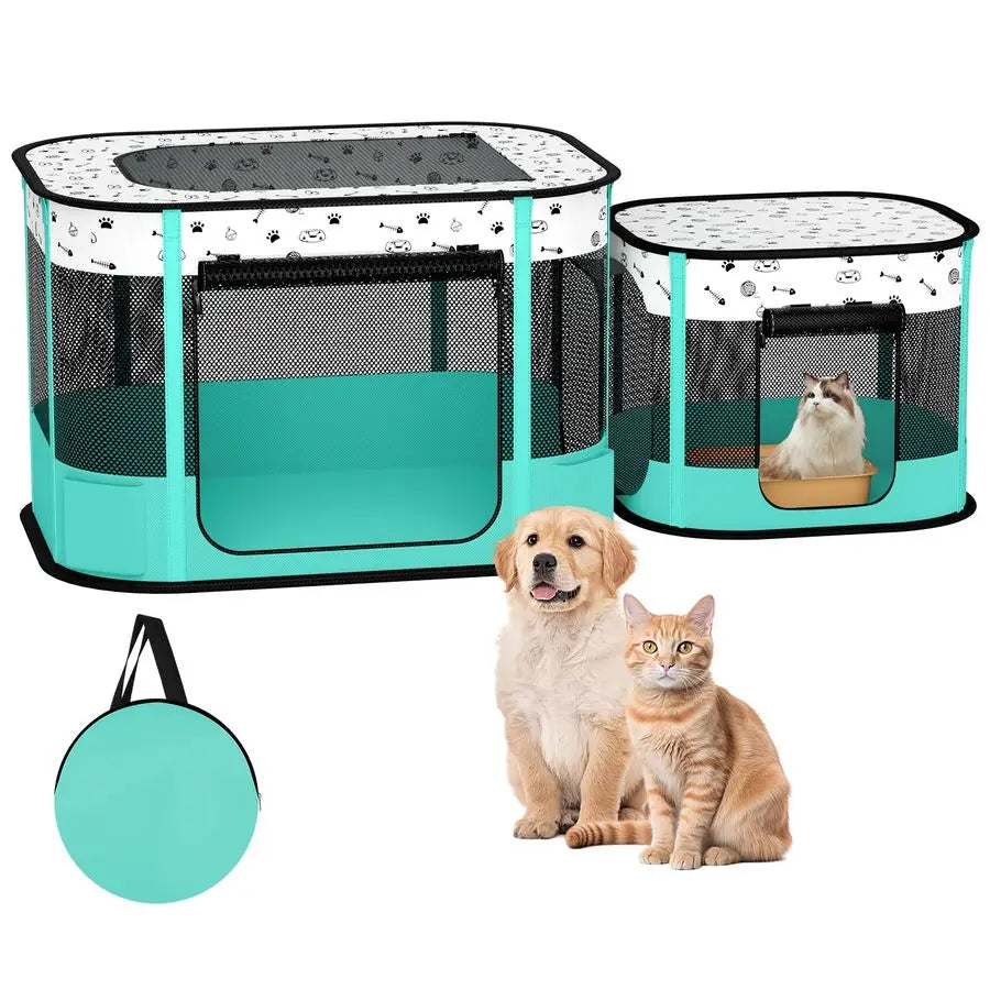 XMSJ Portable Cat Playpen With 8 Rod Reinforced Folding Pen
