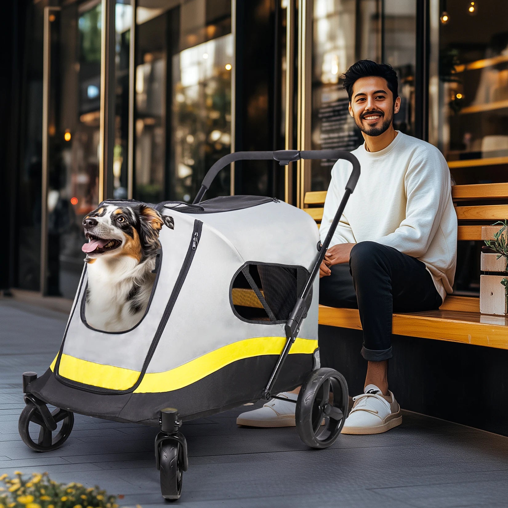Portable Dog Stroller for Small Medium Dog Dual Entry Pet Stroller All Terrain Wagon Cart