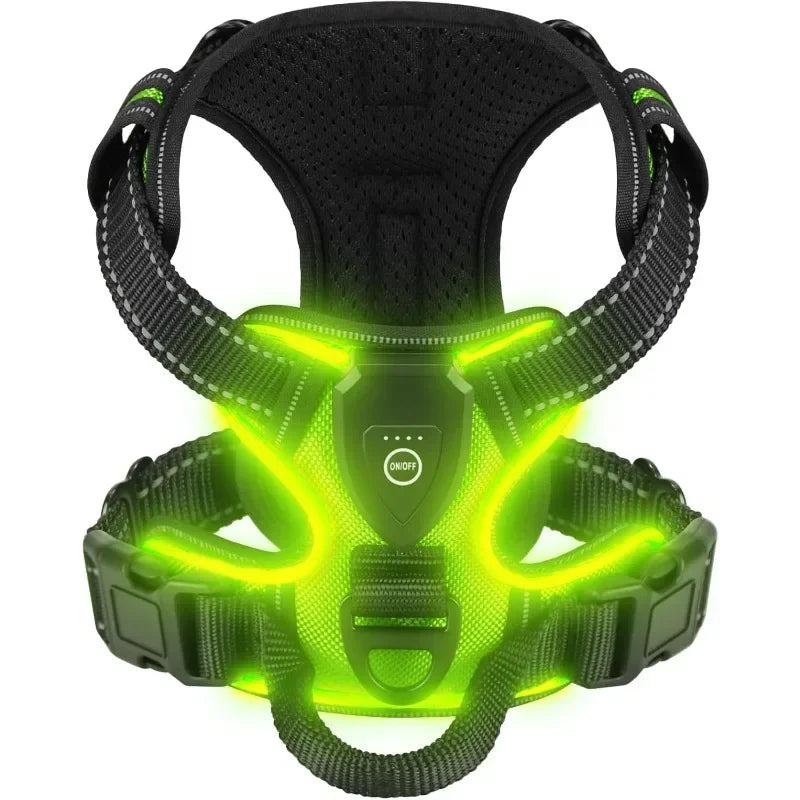 NONECN Led Luminous Dog Harness No Pull Adjustable Rechargeable Pet Vest Harness