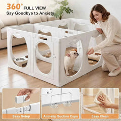 Clear Acrylic Dog Playpen, 12 Panels Indoor Puppy Fence for Small Pets