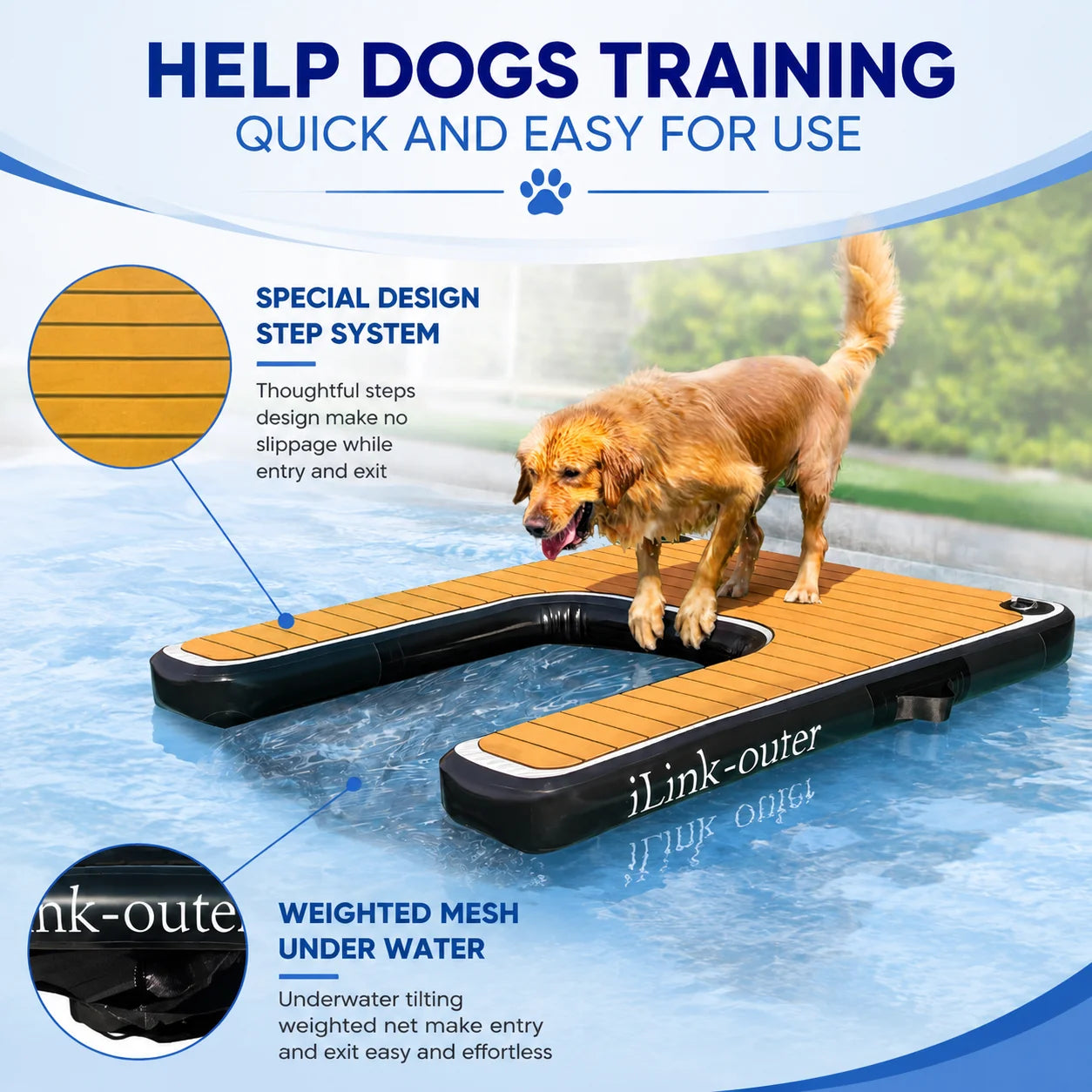VANCEN Inflatable Dog Ramp for Small Dogs Easy Assembly Supports up to 230lbs Ideal Pet Accessory for Lakes Rivers Beaches