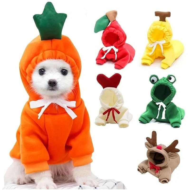 WANGMEOW Cute Fruit Dog Clothes Warm Fleece Hoodies For Small Pets