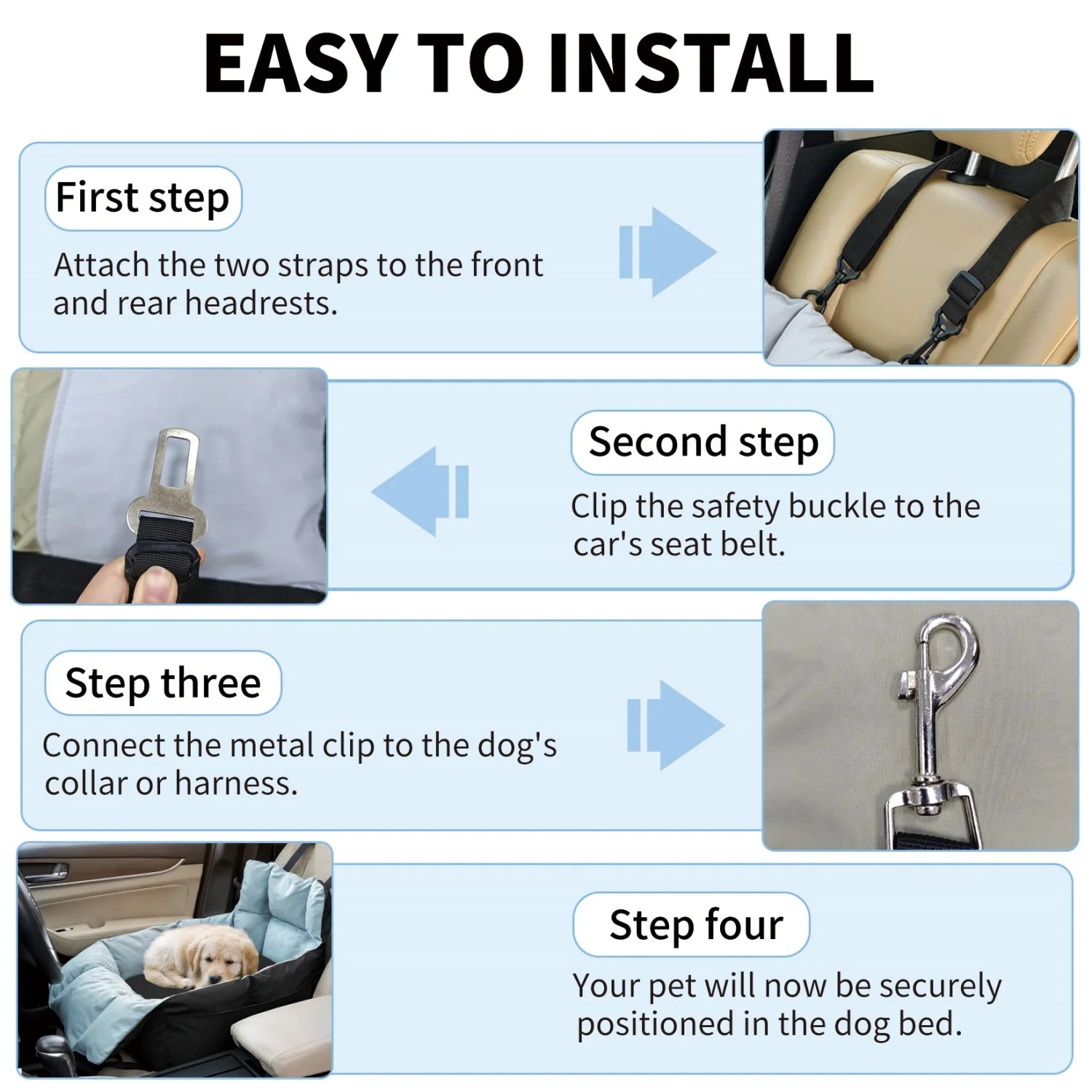 BINGOPAW Dog Car Seat For Small Dogs Washable Booster Seat