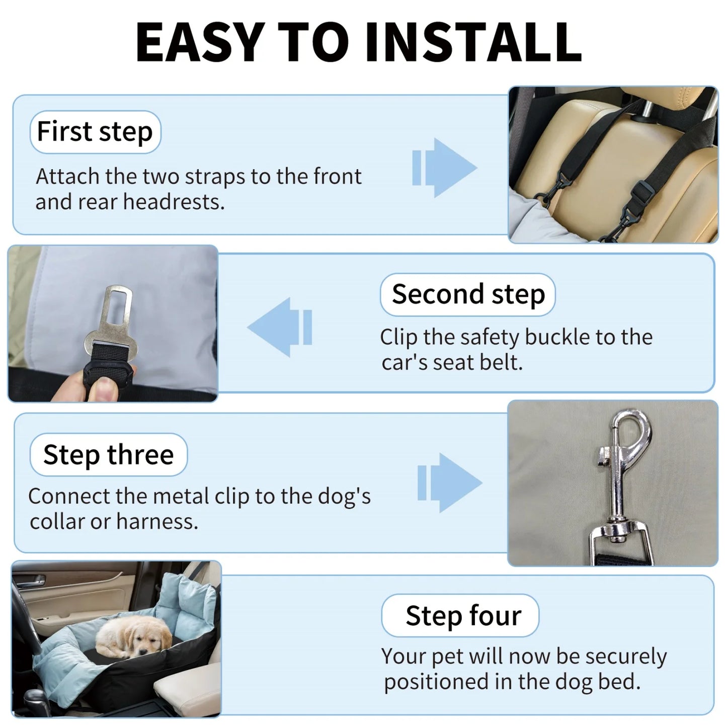 BINGOPAW Dog Car Seat For Small Dogs Washable Booster Seat