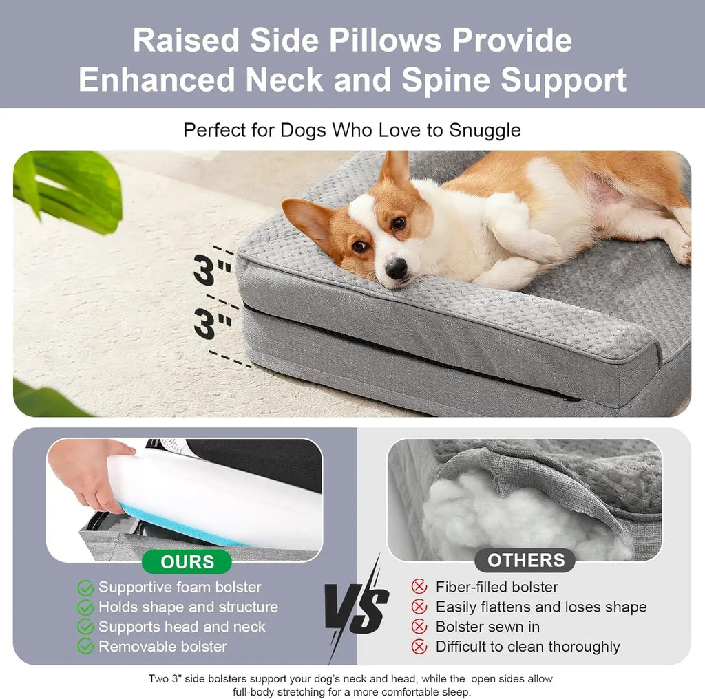 Orthopedic Dog Bed With Memory Foam Waterproof Nonslip Washable Cover