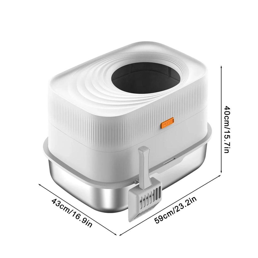 ALLOYSEED Top Entry Stainless Steel Cat Litter Box With Lid