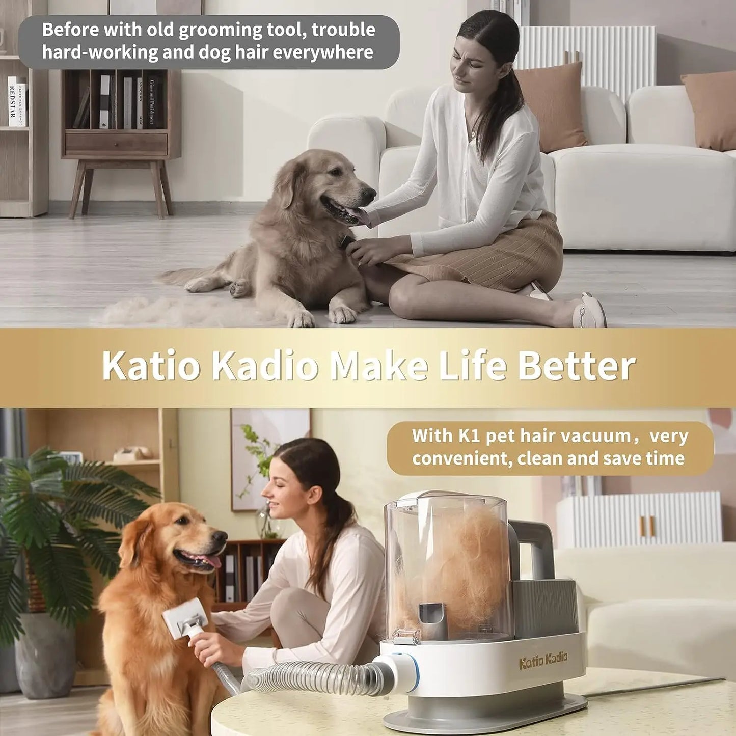 AUKYGGU Dog Grooming Kit 5in1 Vacuum Hair Remover Pro