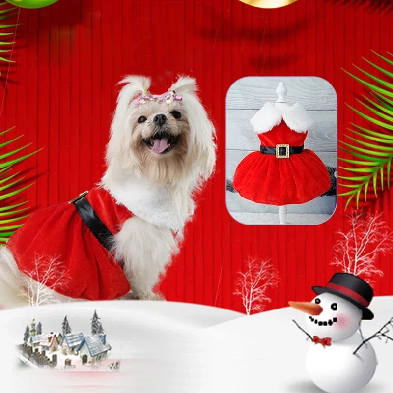 Hign-concerned Christmas Dog Coat Dress Warm Holiday Costume