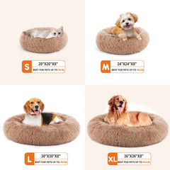 JHK Calming Dog Bed Washable Plush Faux Fur Cozy Comfort