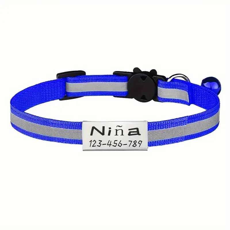 Personalized Free Engraving Reflective Cat Collar Adjustable Nylon