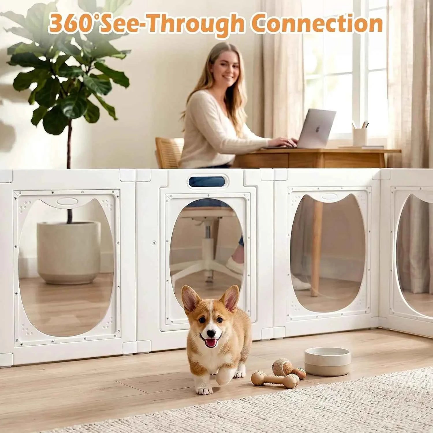 Clear Acrylic Dog Playpen, 12 Panels Indoor Puppy Fence for Small Pets