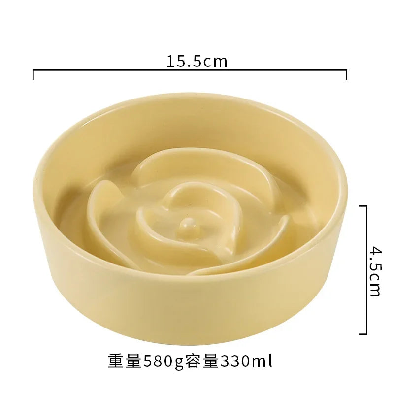 Ceramic Slow Feeder Pet Bowl for Dogs and Cats