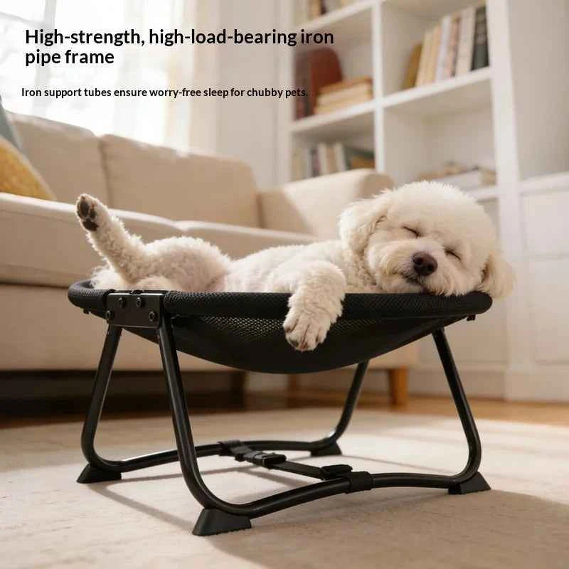 Elevated Folding Pet Cat Chair Bed Breathable Mesh Mat High Load Bearing Detachable Washable Cooling Raised Cat Cot Bed Summer Heat Dissipation Sleeping Nest For Kitten Small Dogs Indoor Use pet bed