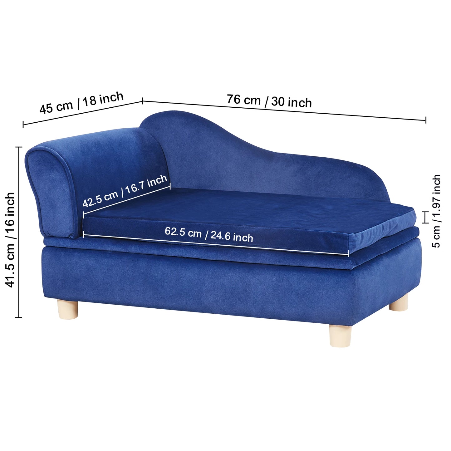SucceBuy Velvet Pet Sofa for Dogs and Cats Living Room