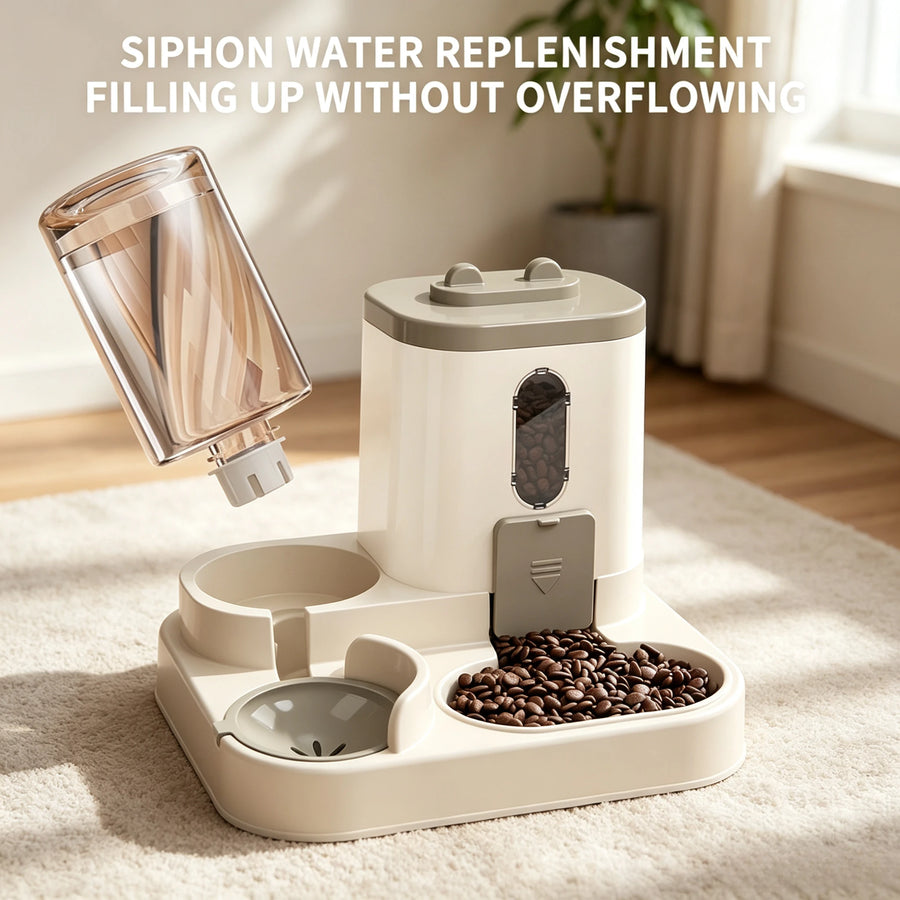 2 In 1 Automatic Cat Feeder Water Dispenser Dual Purpose Auto Portion Control Pet Food Water Bowl for Small Dogs Kittens