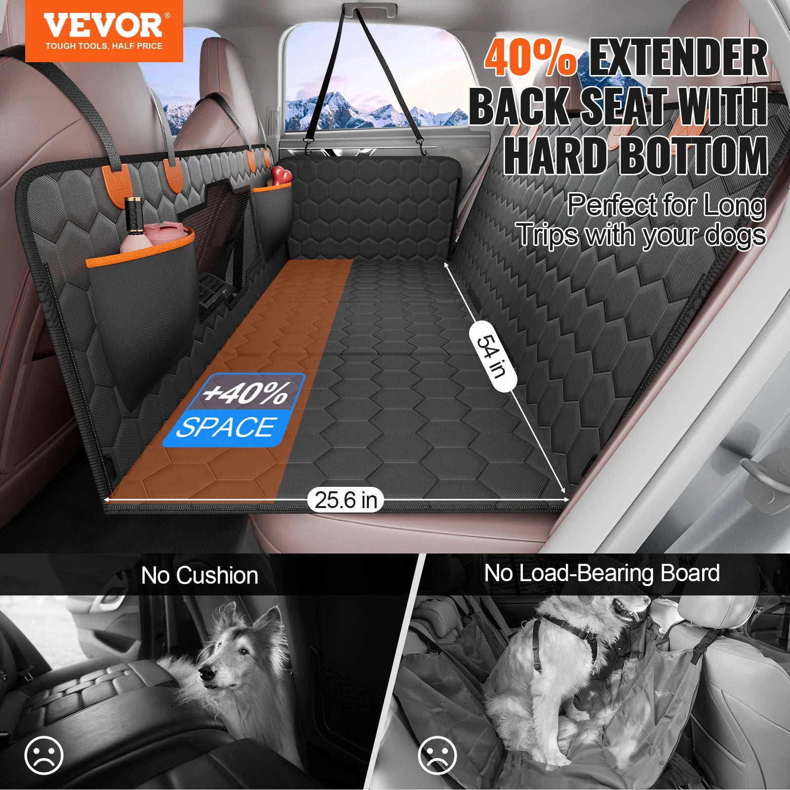 SucceBuy Back Seat Extender Dog Car Seat Cover Hammock With Mesh Pocket