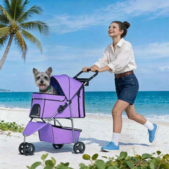 3 Wheels Pet Stroller Dog Cat Cage Jogger Stroller or Medium Small Dogs Cats olding Travel Carrier with Cup Holder, Waterproo De