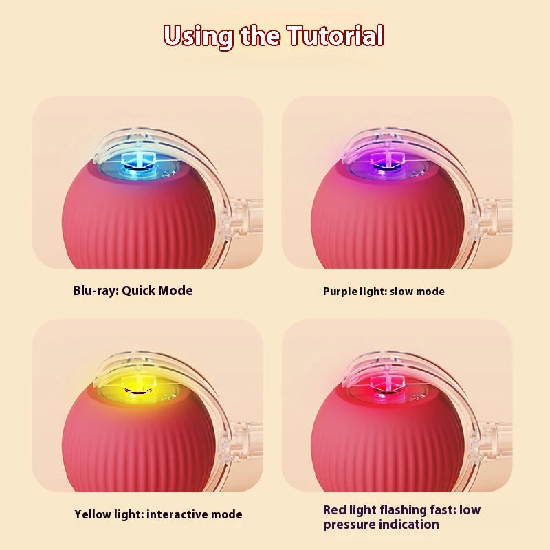 Interactive Cat Ball Toy Auto Rolling Teaser Sensor Kitten Rechargeable