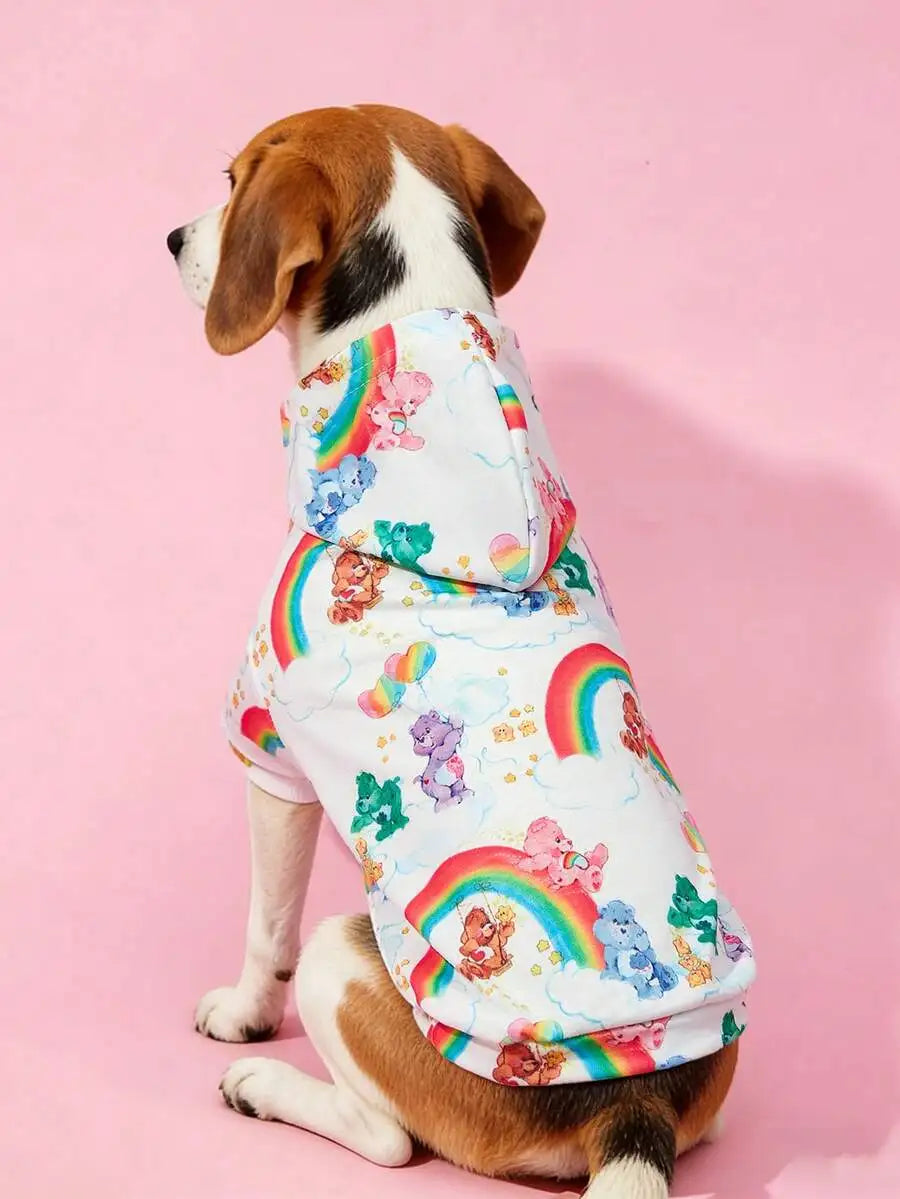 Rainbow Cloud Bear Print Pet Hoodie Sweatshirt for Dogs and Cats
