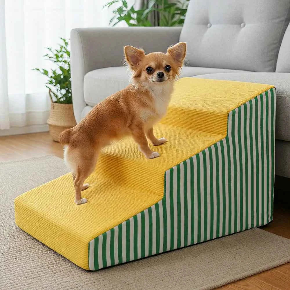 Dog Damp Step 3/4/5 Steps High-Density Foam Dog Stairs with Gentle Slope for High Beds and Sofa, Washable Cover, Vibrant Color