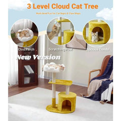 33 Inch Multi Level Cat Tree Tower with Cozy Padded Bed Large Condo Scratching Posts Viewing Perch and Toys
