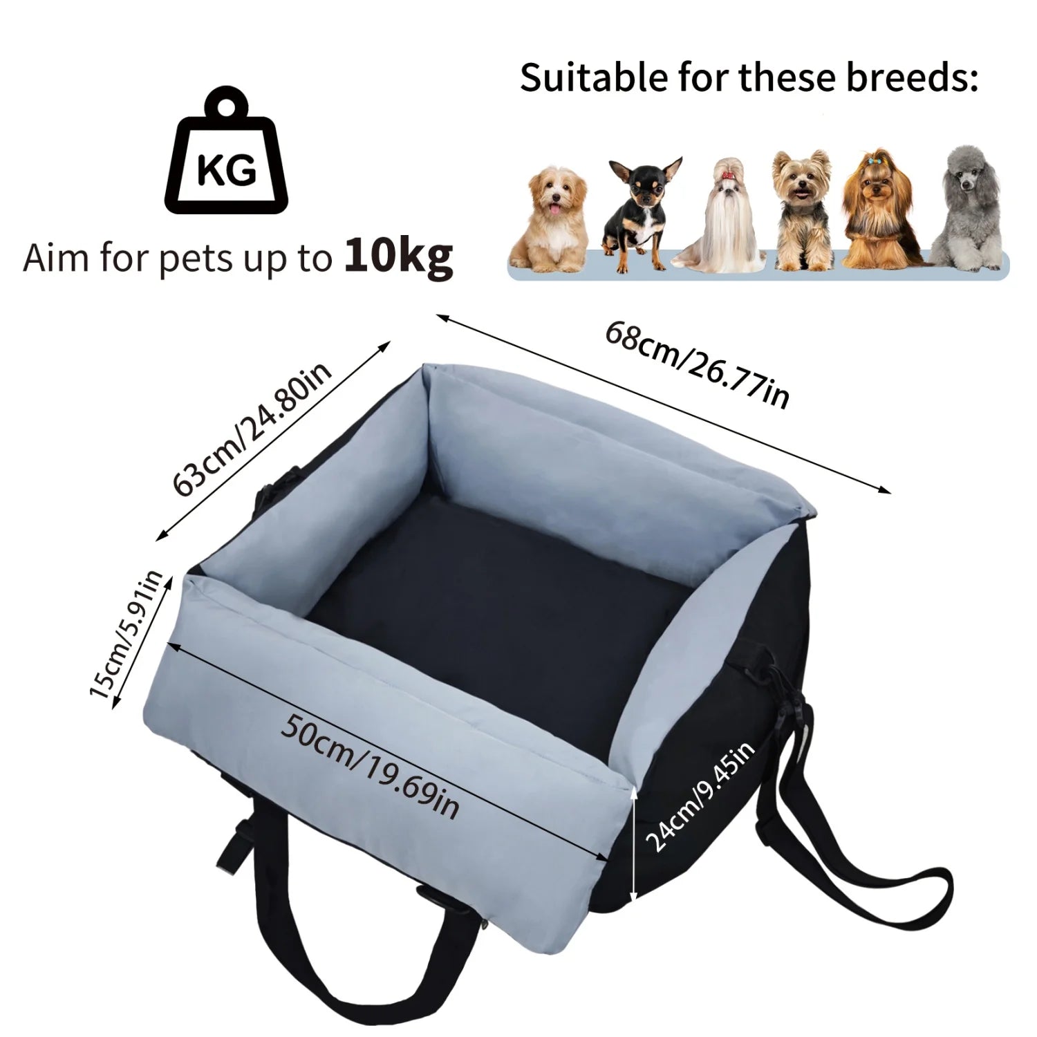 BINGOPAW Dog Car Seat For Small Dogs Washable Booster Seat