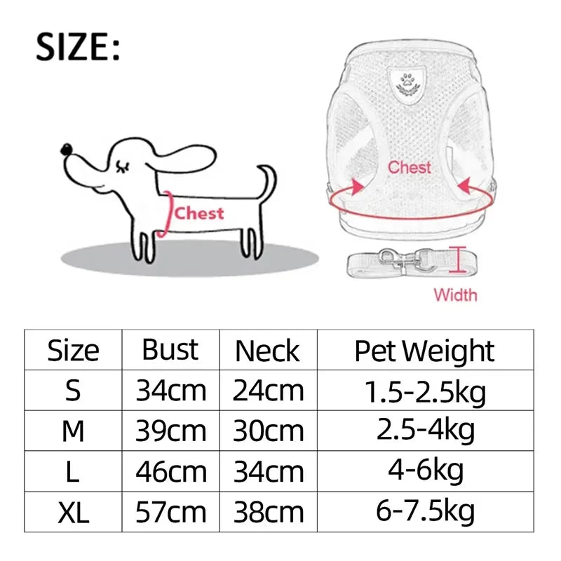 Cat Harness Vest With Adjustable Polyester Mesh Leash For Pets