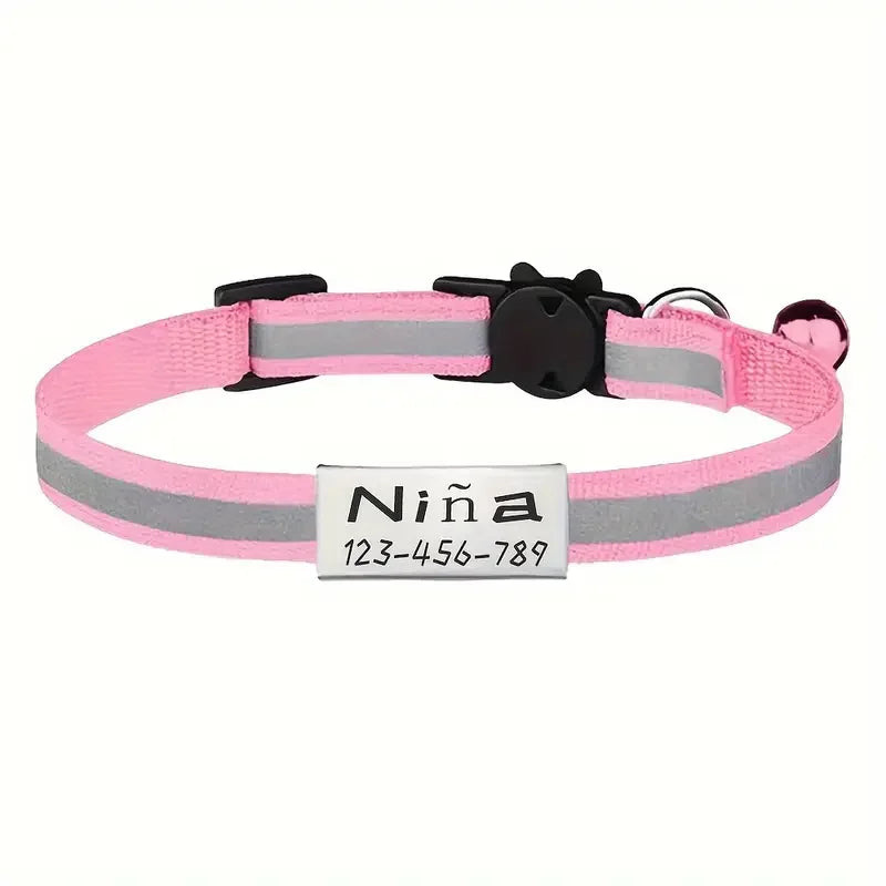 Personalized Free Engraving Reflective Cat Collar Adjustable Nylon