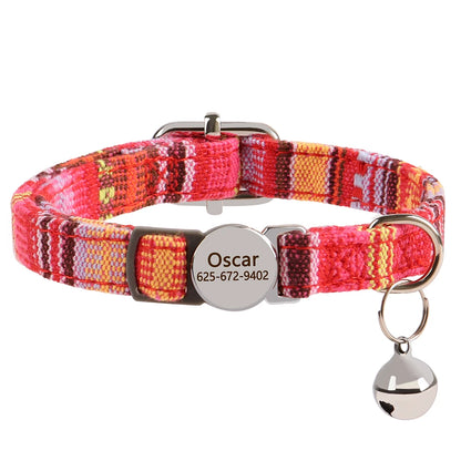 Free personalized kitten collar, engraved with pet dog's name, anti-lost, suitable for cats and small dogs, adjustable