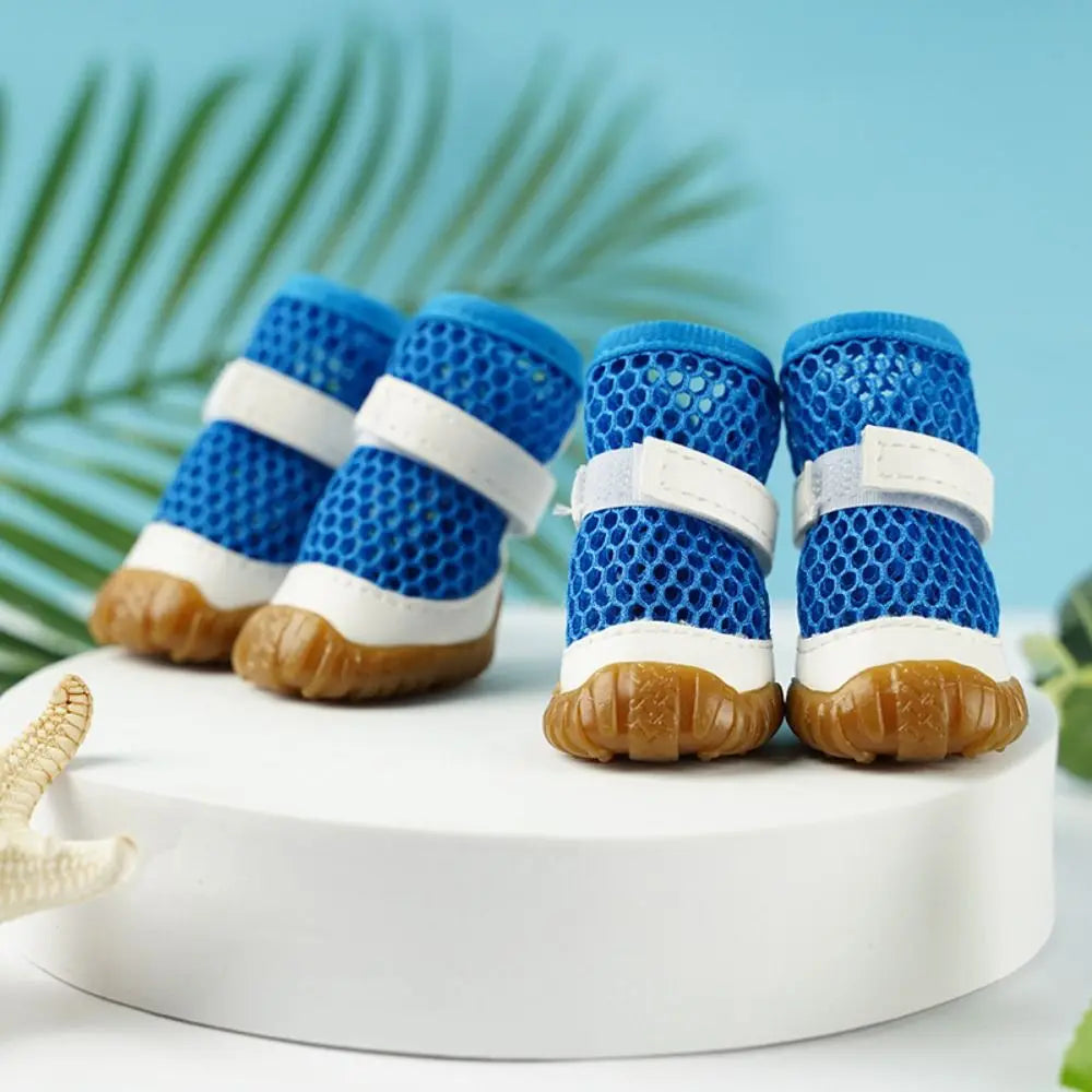 Su Dog Shoes Breathable Dog Net Shoes Soft PVC Hollow Out Dog Shoes Anti-Slip Dog Sandals Shoes Outdoor