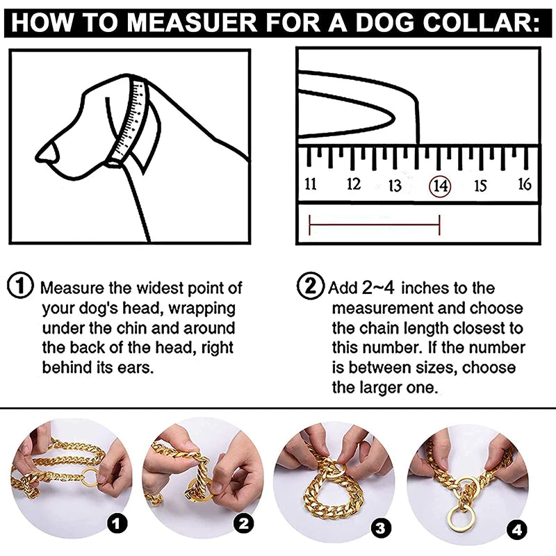 Stainless Steel Chain Dog Collar Cuban Style Training Collar