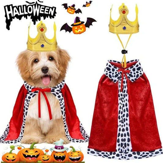 Halloween Dog Party Costumes Funny Dog King Costume for Small Medium Large Dogs Weird Pet Cloak Transformation Suit Holiday Gift