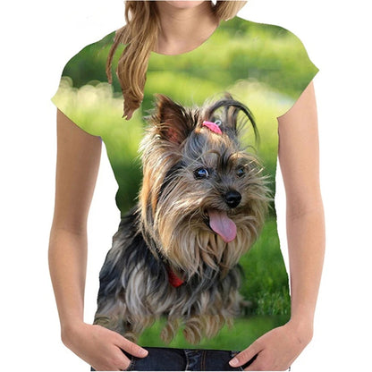 Jiangxi 3DPrintedYorkshireTerrierGraphic Tee For Women Summer Streetwear Harajuku Tops