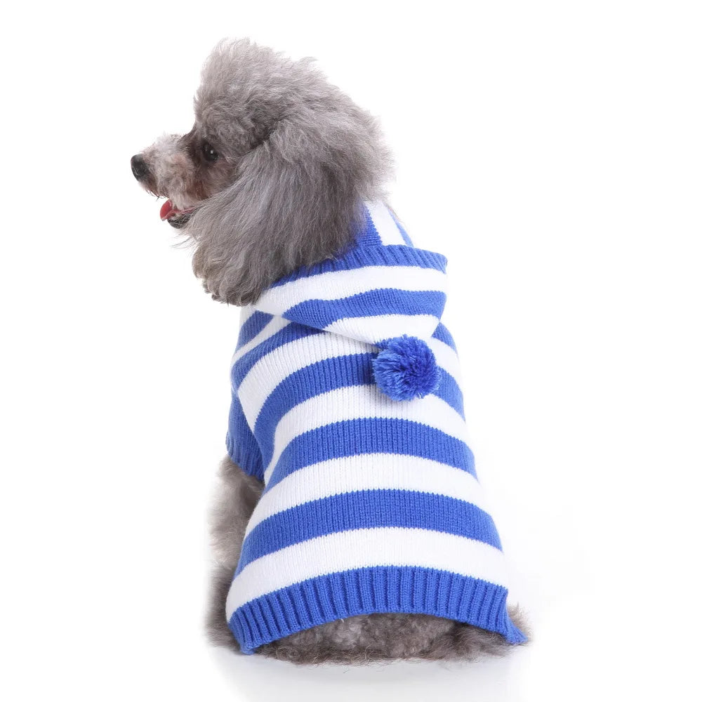 Dog Stripes Sweaters Winter Knitting Pet Sweater for Medium Large Dogs Christmas Elk Dog Clothes Labrador Pullovers Costume