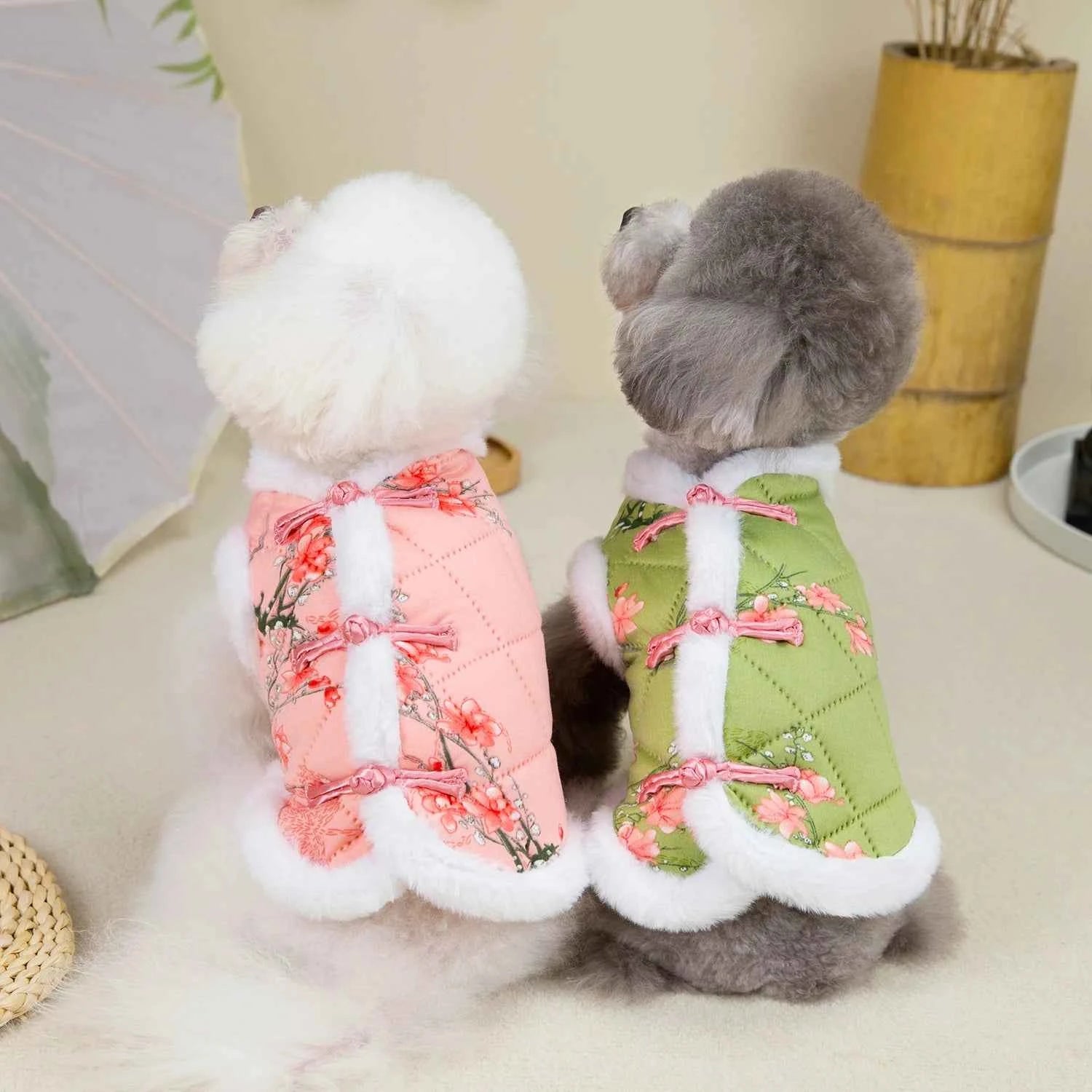 Chinese Style Pet Dog Tang Suit Winter Warm Vest Clothing
