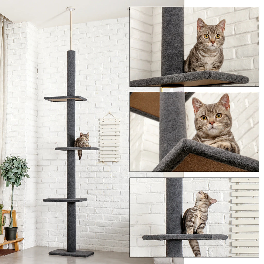 PEQULTICN Adjustable Height Cat Tree Indoor Ceiling Tower