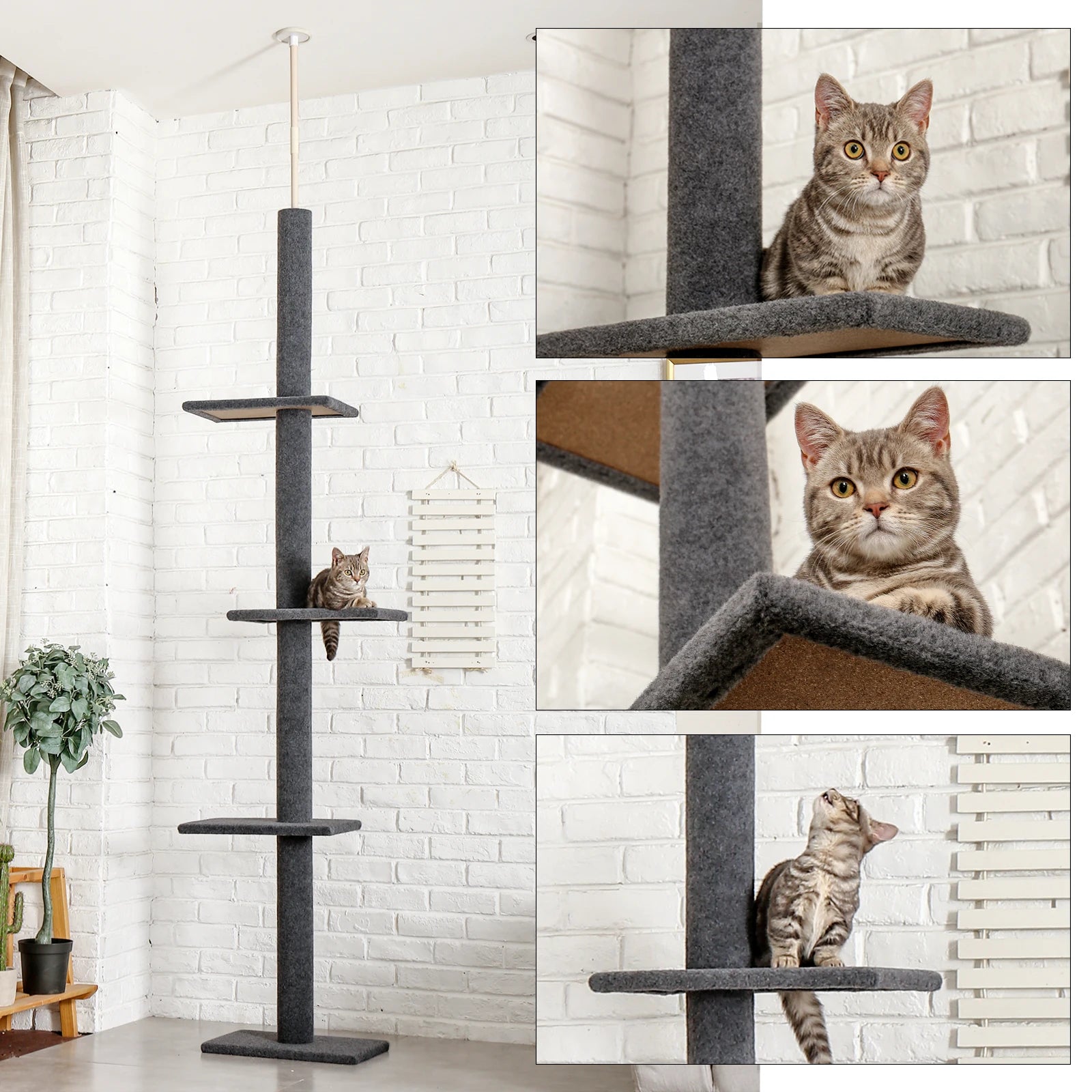 PEQULTICN Adjustable Height Cat Tree Indoor Ceiling Tower