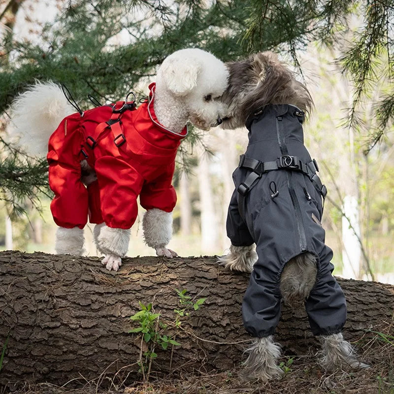 NONE Dog Raincoat With Harness Waterproof Jacket Reflective