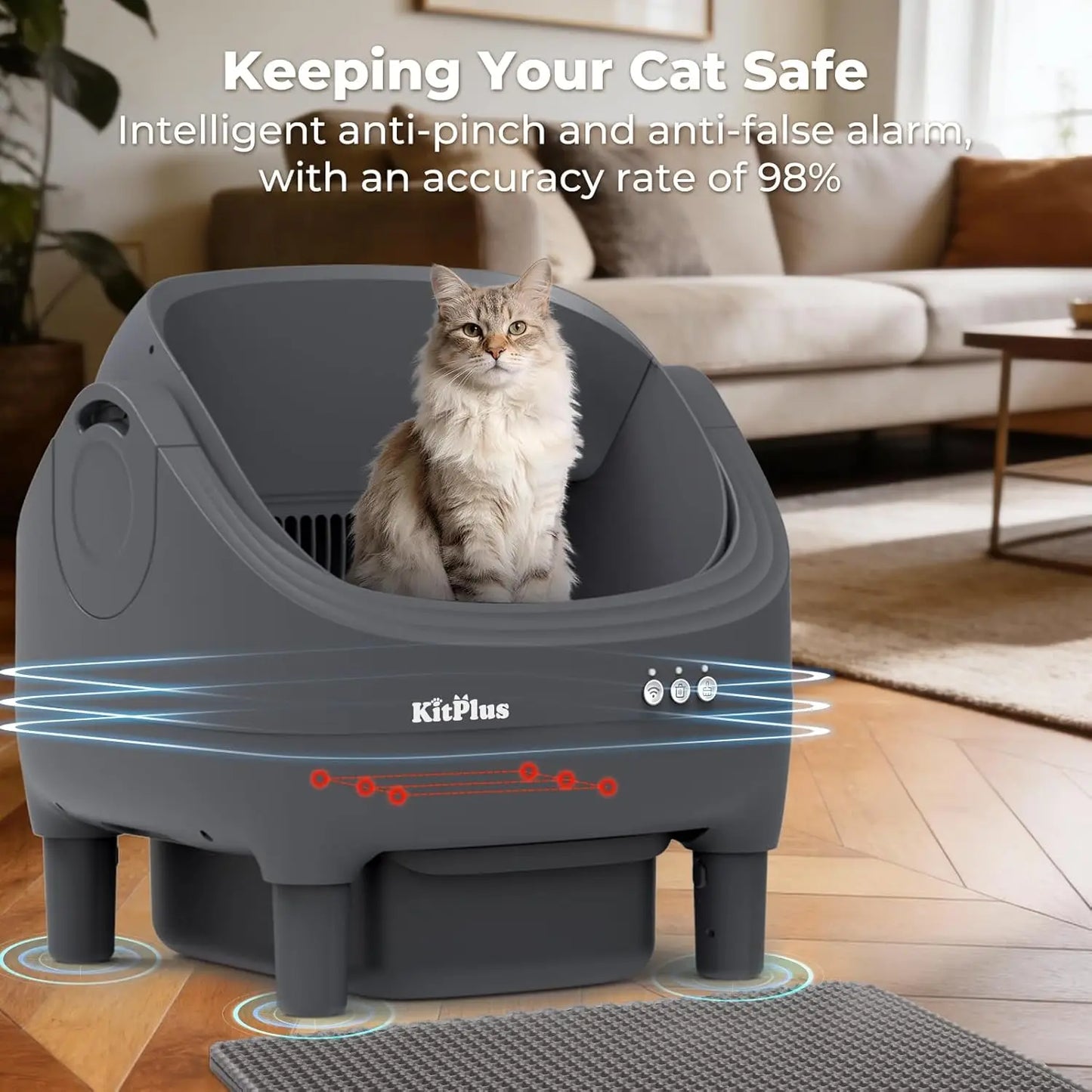 Open Top Self Cleaning Electric Cat Litter Box App Control