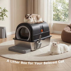 Stainless Steel Cat Litter Box Enclosed For Large Cats