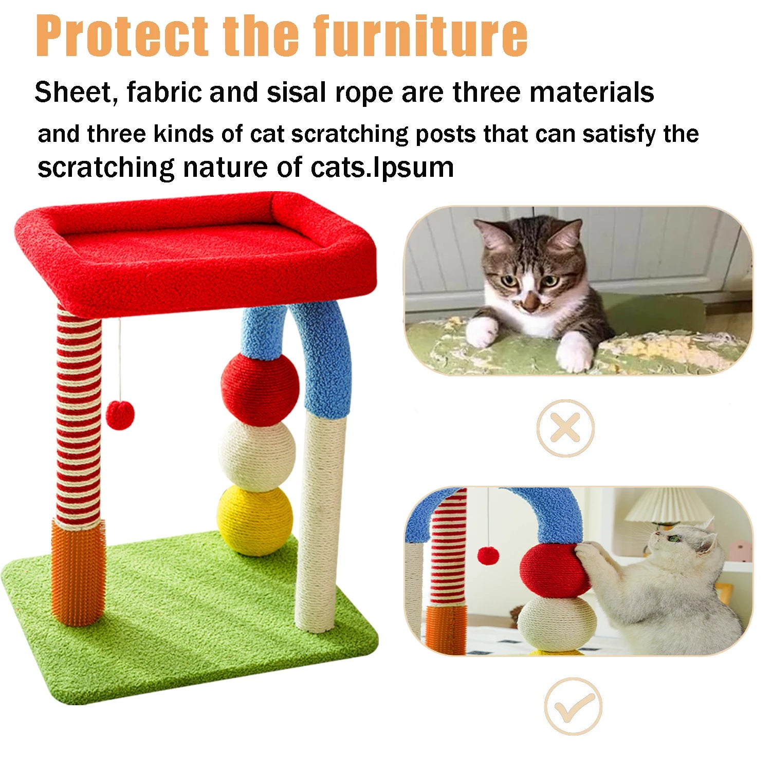 NONECN Indoor Cat Tree With Scratching Post And Resting Platforms