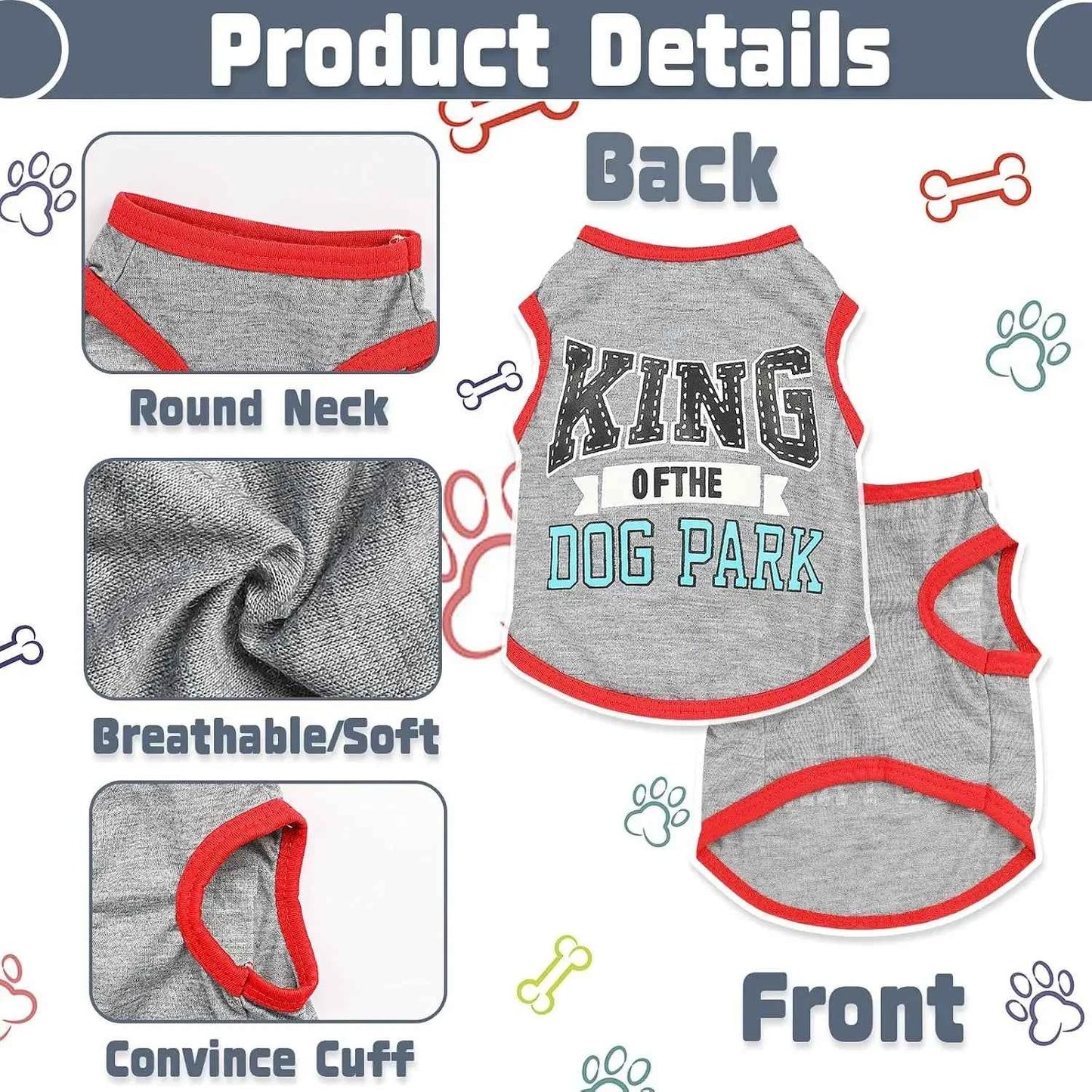 4 Pack Summer Dog Shirts for Small Dogs Chihuahua Yorkie Soft Cute Pattern Pet Clothing Pink Grey Red Green XXS~M
