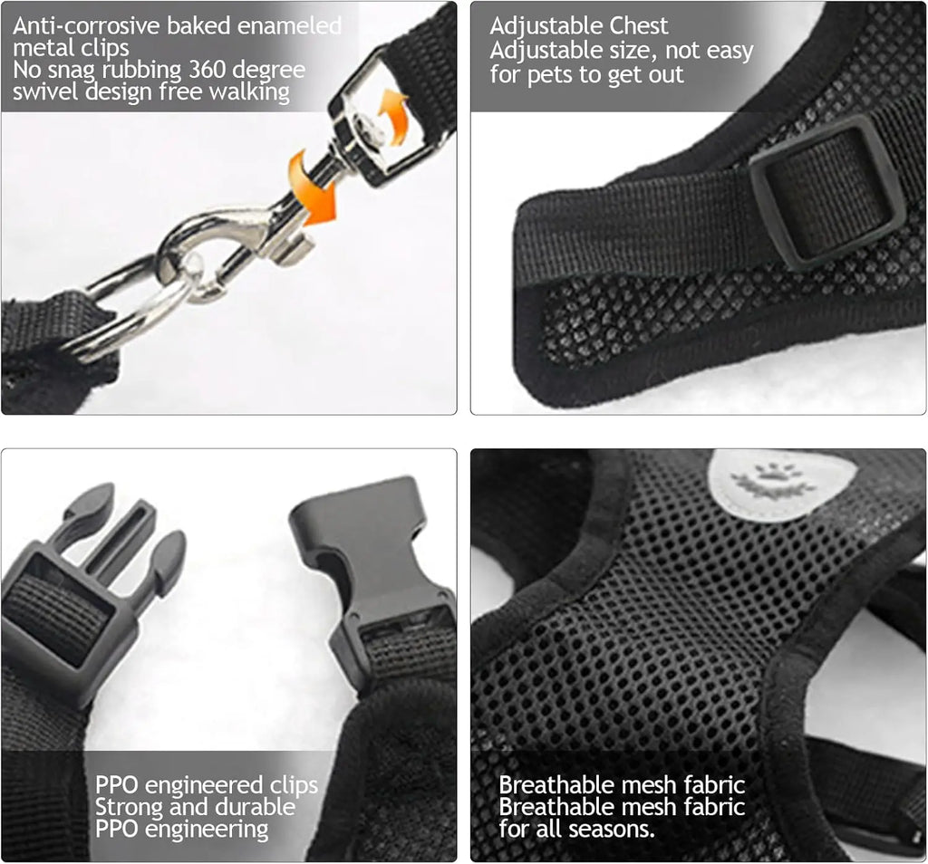 NONECN Cat Chest Harness And Leash Set Summer Mesh Adjustable