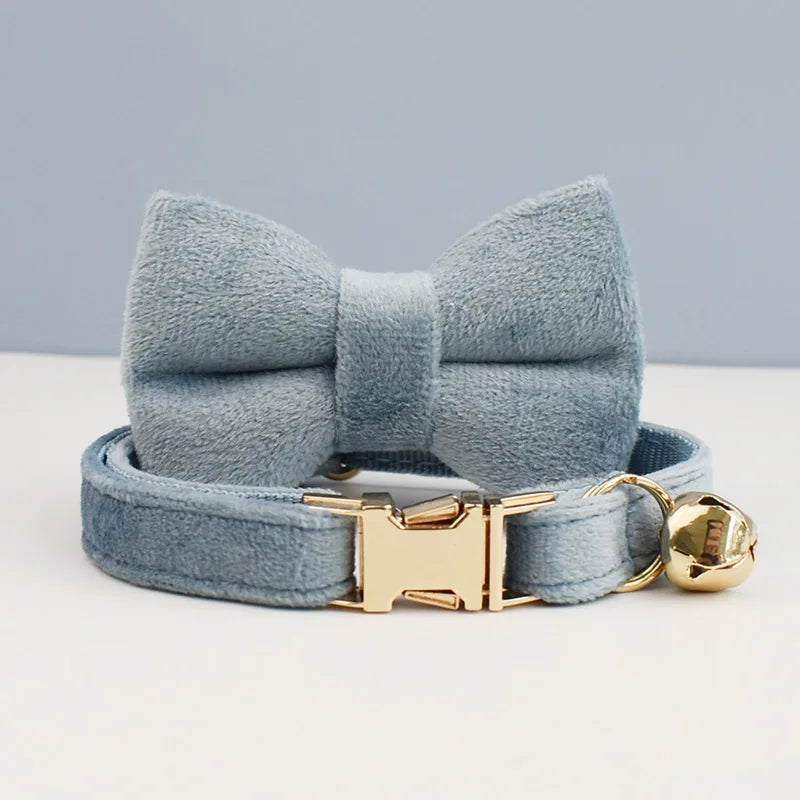 NONED Bowknot Cat Collar With Bell Engraving ID Tag