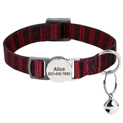 Free personalized kitten collar, engraved with pet dog's name, anti-lost, suitable for cats and small dogs, adjustable
